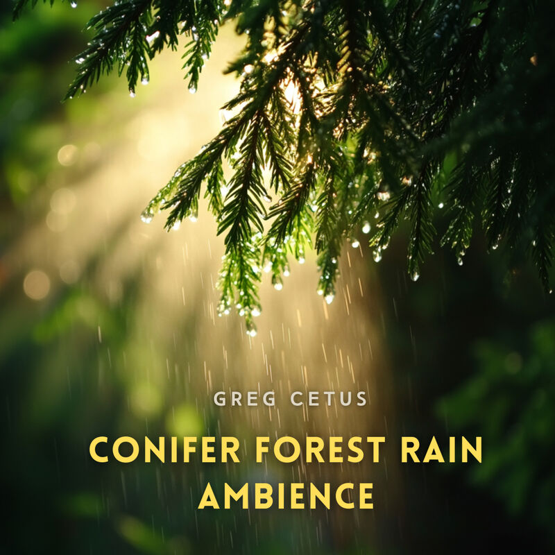 Cover of Conifer Forest Rain Ambience: Stream Trickles and Leaf Drips in a Coastal Evergreen Habitat by Greg Cetus